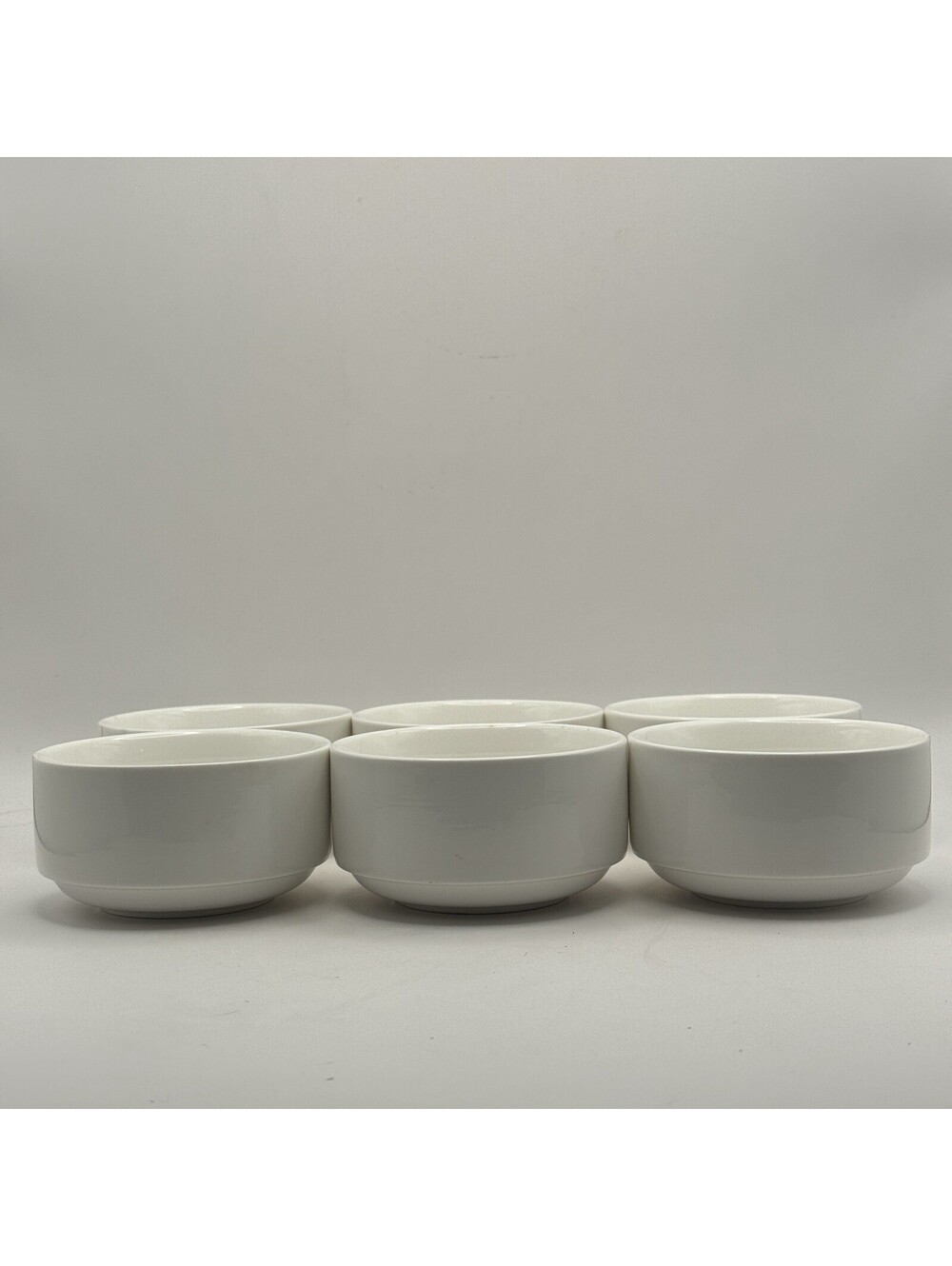 Arcoroc White Porcelain Soup Ramekin Bowl 4” France Heavy Weight Set Of 6